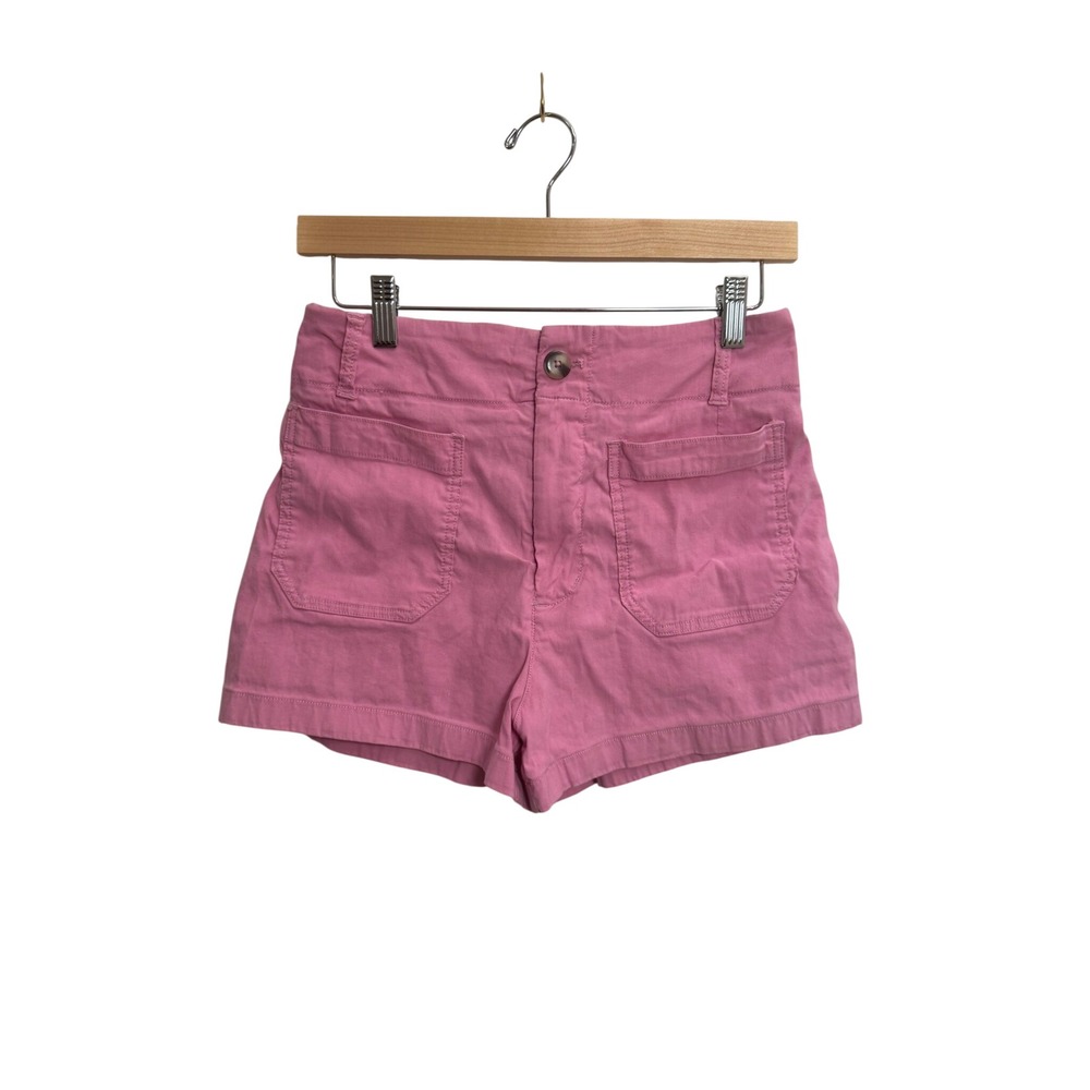 Maeve Anthropologie The Colette Pink Linen Blend High Rise Utility Shorts 28
